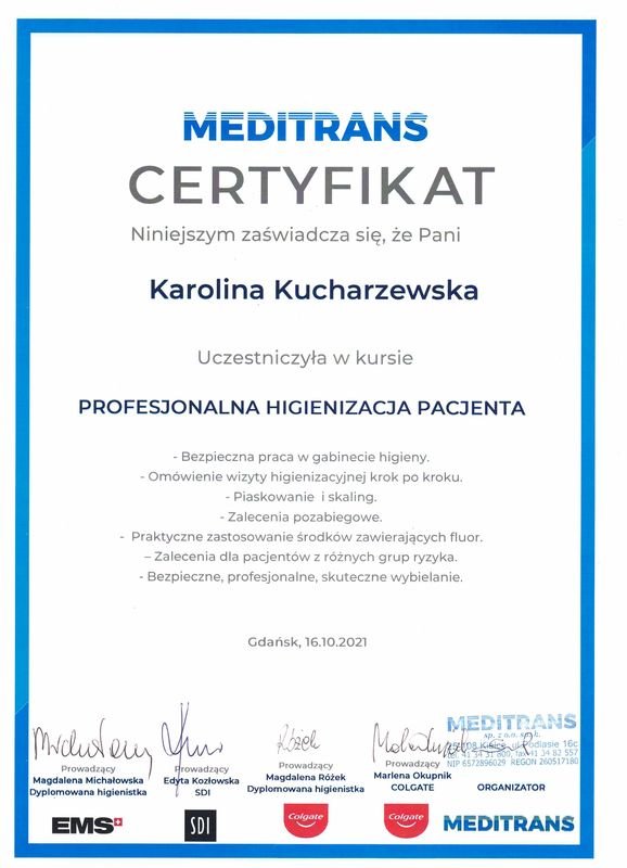Certyfikat: Profesjonalna higienizacja